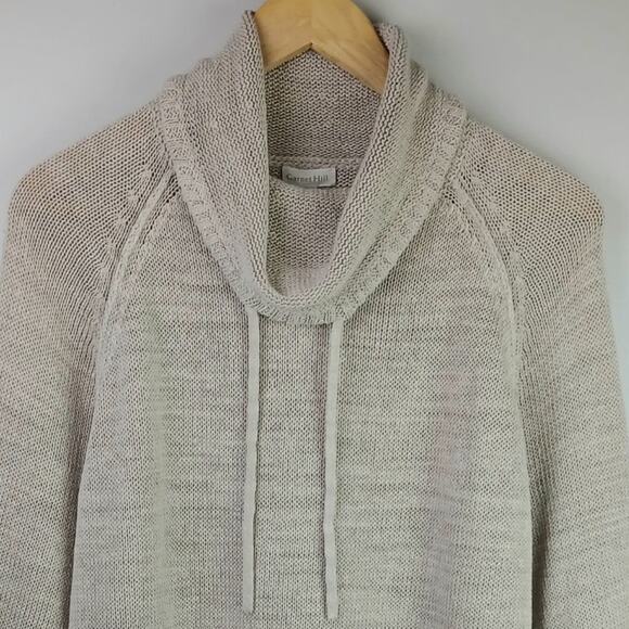 Garnet Hill SZ L Linen Cotton Blend Comfy Cowl Neck Pullover Tunic Length - Picture 4 of 6